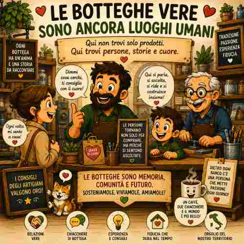 Perché una vera bottega non vende soltanto prodotti, ma crea relazioni, memoria e comunità.